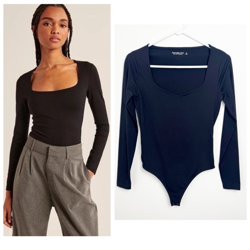 Abercrombie & Fitch Soft AF Black Long Sleeve Bodysuit Size Small